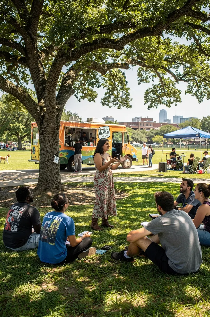 Tourist exploring city through storytelling experiences